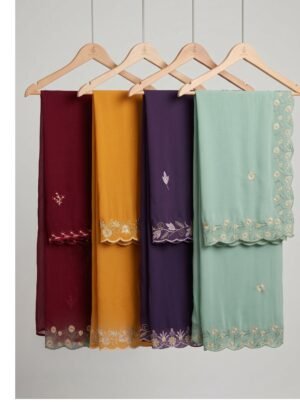 Dujaleel Cut Border Side Embroidery